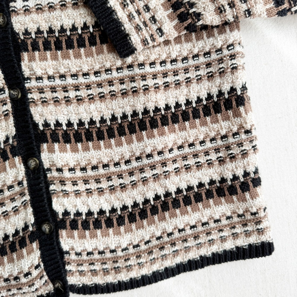 vtg Paul Harris Design black beige brown cardigan sweater - Picture 3 of 4